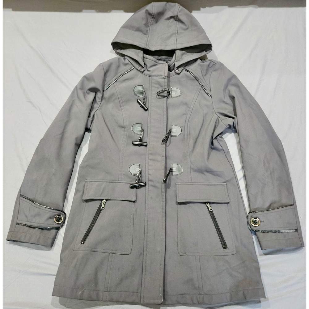 Sebby Collection Parka Jacket Womens Large Grey Fair Water Resistant Toggle Hood